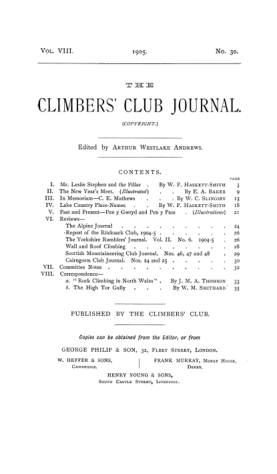 Climbers' Club 1905 Vol.8 No.30 Journal cover